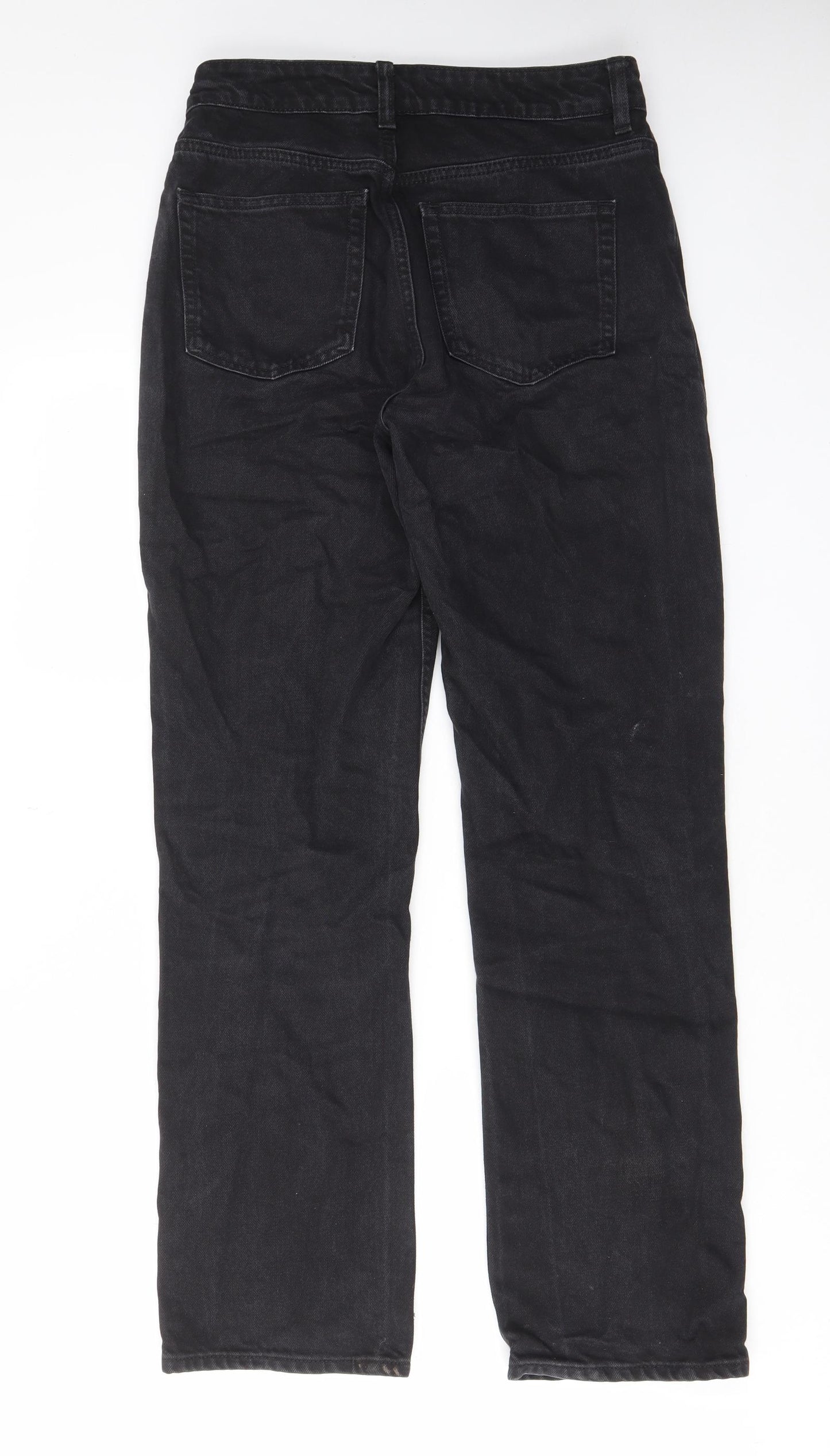 H&M Womens Black Cotton Straight Jeans Size 10 L31 in Regular Button - Pockets, Belt Loops