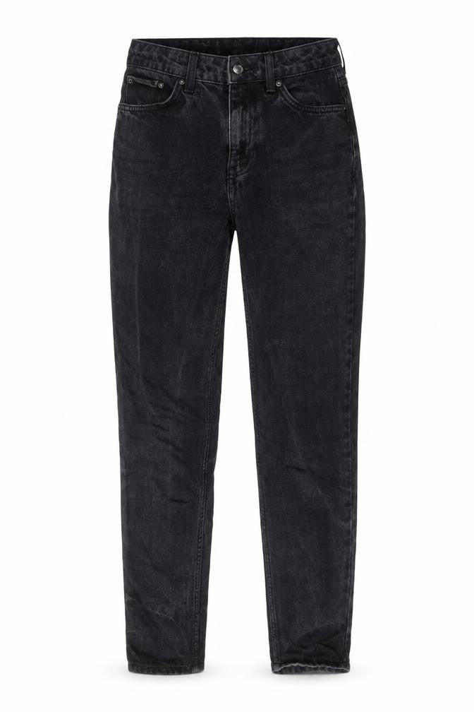 Topshop Womens Black Cotton Straight Jeans Size 26 in L34 in Regular Zip - Pockets, Belt Loops, Animal print pockets