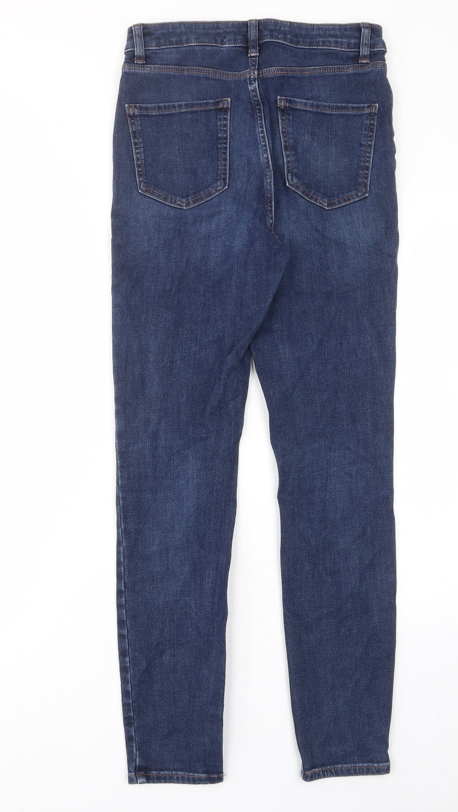 NEXT Womens Blue Cotton Skinny Jeans Size 8 L28 in Regular Zip - Pockets, Belt Loops