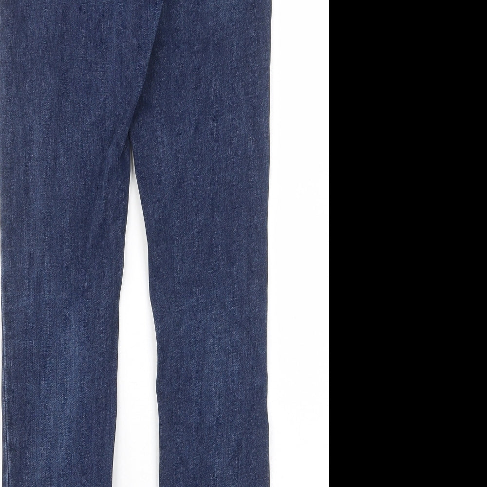 NEXT Womens Blue Cotton Skinny Jeans Size 8 L28 in Regular Zip - Pockets, Belt Loops