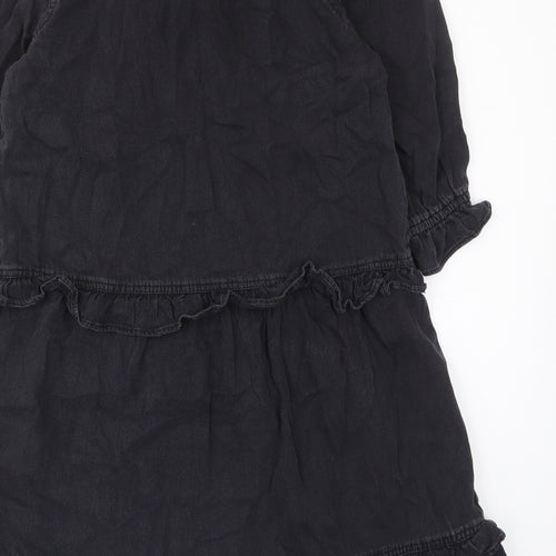 TU Womens Grey Cotton A-Line Size 8 V-Neck Pullover - Frill