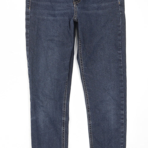 Topshop Womens Blue Cotton Skinny Jeans Size 28 in L30 in Regular Zip - Pockets, Belt Loops