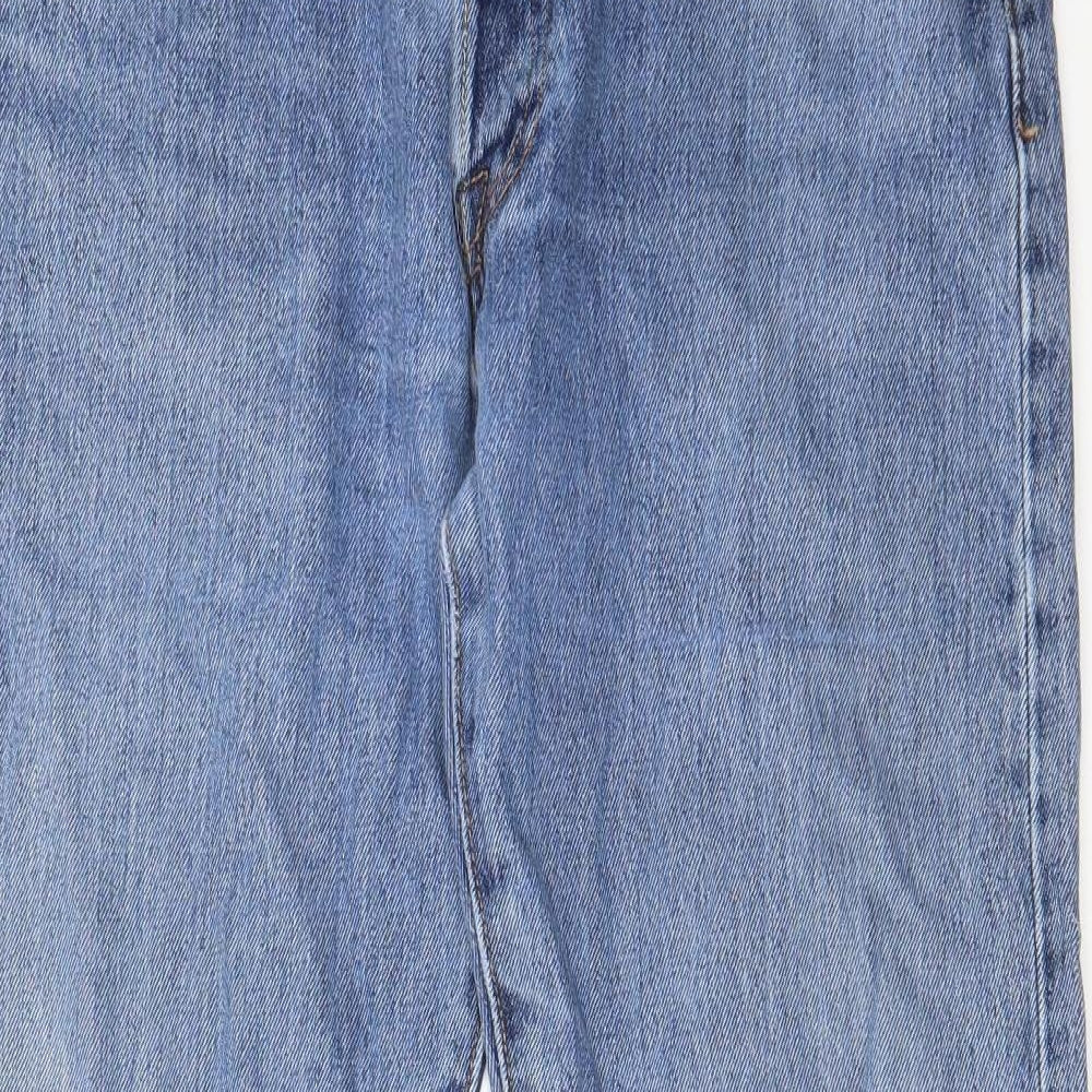 Levi's Mens Blue Cotton Straight Jeans Size 34 in L32 in Regular Button - Pockets, Belt Loops, Logo