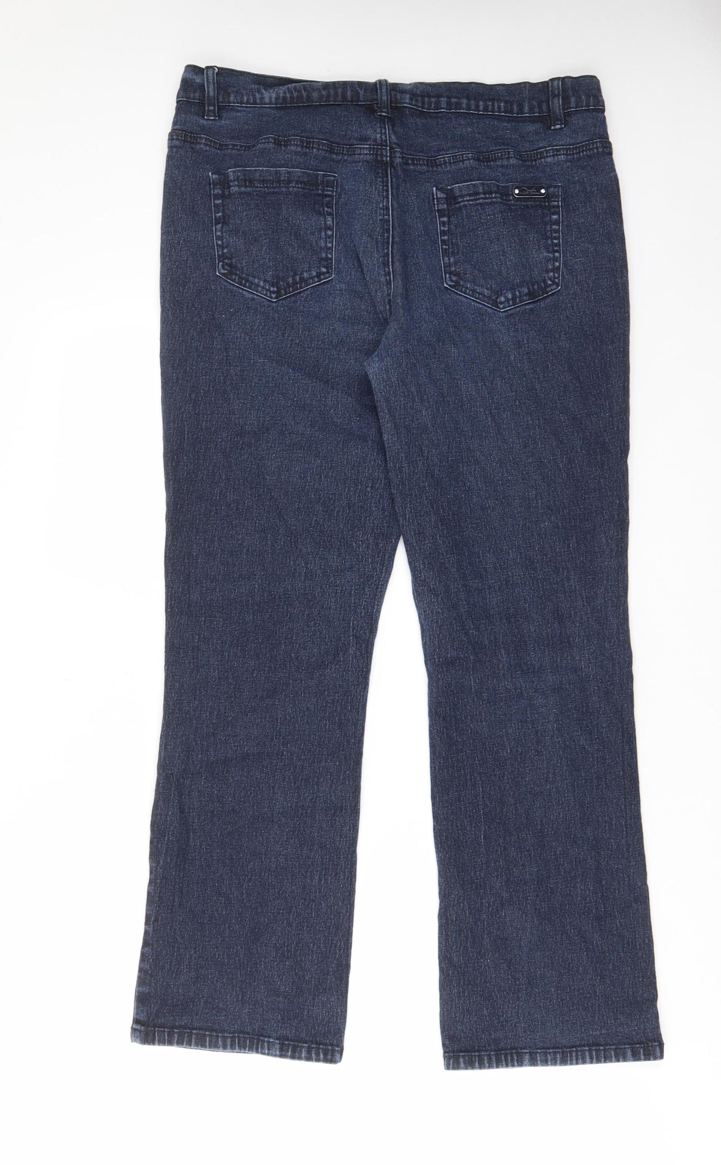 Diane Gilman Womens Blue Cotton Straight Jeans Size 18 L28 in Regular Zip - Pockets, Belt Loops