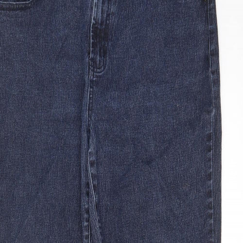 Diane Gilman Womens Blue Cotton Straight Jeans Size 18 L28 in Regular Zip - Pockets, Belt Loops