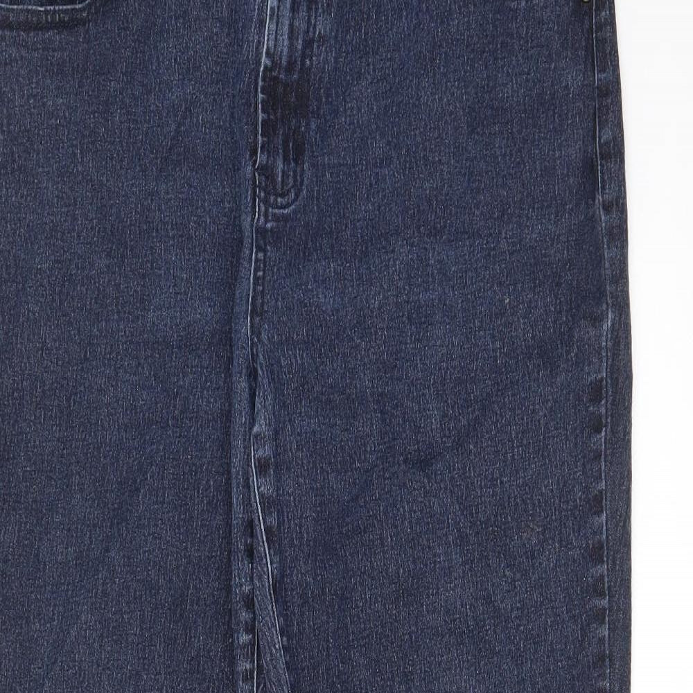 Diane Gilman Womens Blue Cotton Straight Jeans Size 18 L28 in Regular Zip - Pockets, Belt Loops