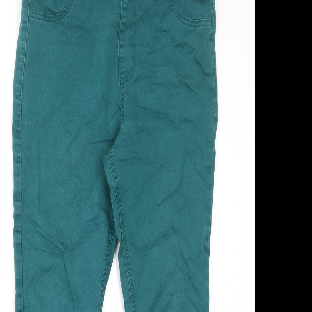 Marks and Spencer Womens Green Cotton Skinny Jeans Size 14 L25 in Regular - Elastic waist