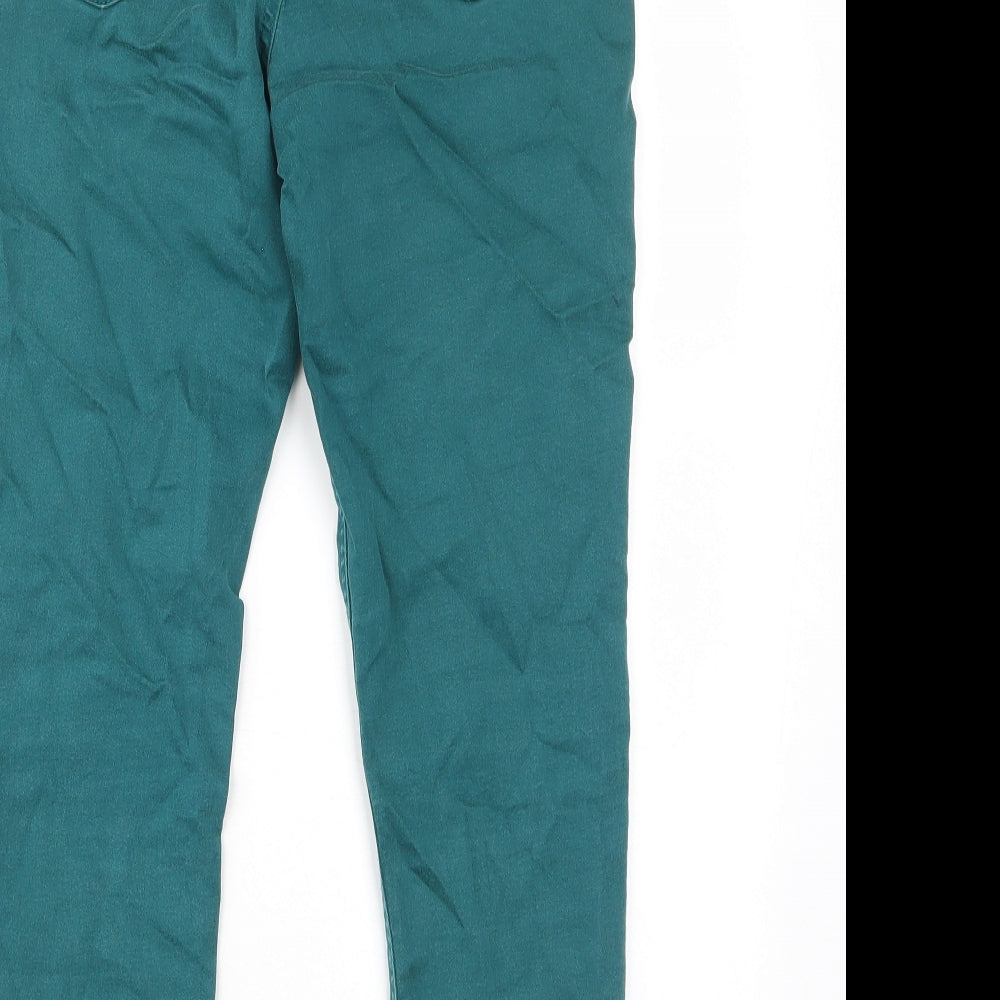 Marks and Spencer Womens Green Cotton Skinny Jeans Size 14 L25 in Regular - Elastic waist
