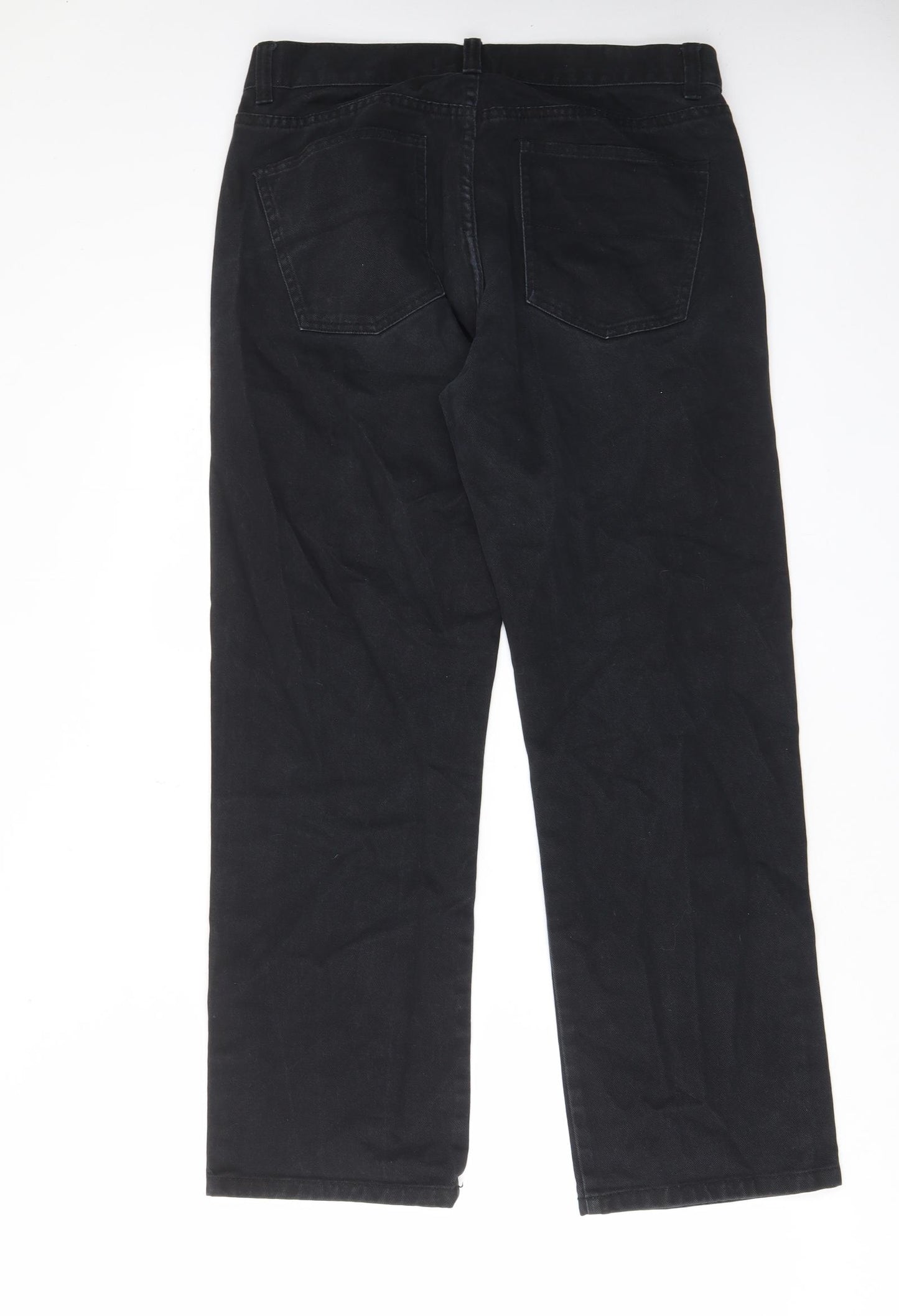 TU Mens Black Cotton Straight Jeans Size 34 in L30 in Regular Zip - Pockets, Belt Loops
