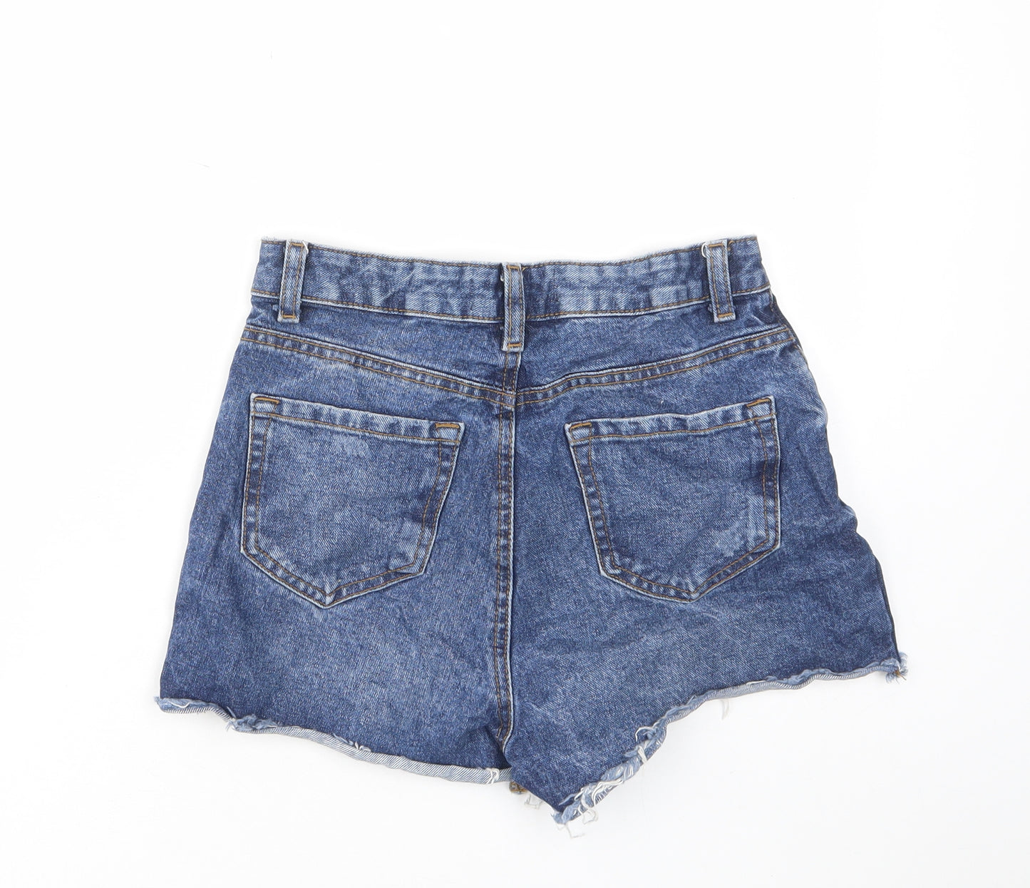Denim & Co. Womens Blue Cotton Basic Shorts Size 6 L3 in Regular Zip - Pockets, Distressed