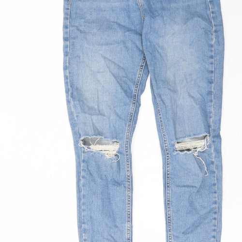 Topshop Womens Blue Cotton Skinny Jeans Size 26 in L32 in Regular Zip - Pockets, Belt Loops