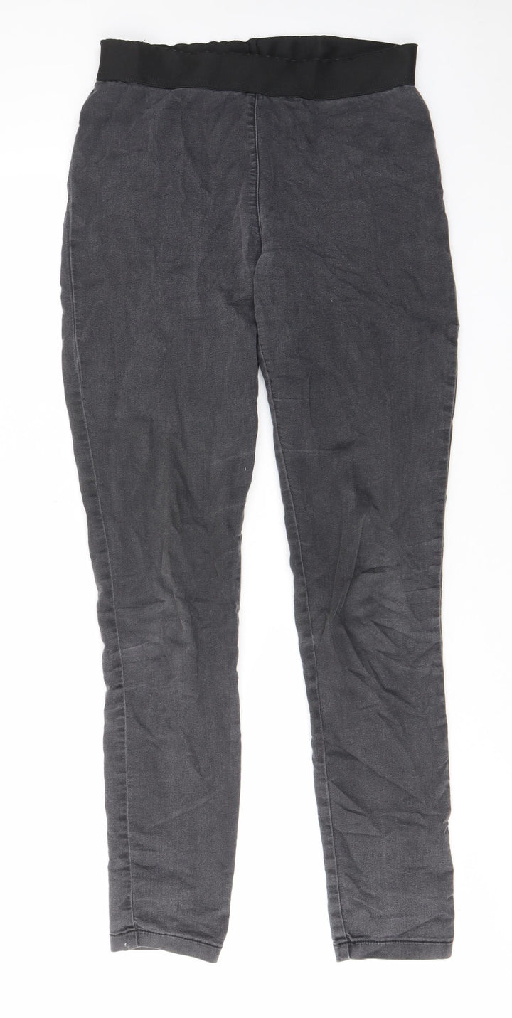 Marks and Spencer Womens Grey Cotton Skinny Jeans Size 12 L32 in Regular - Elastic waist
