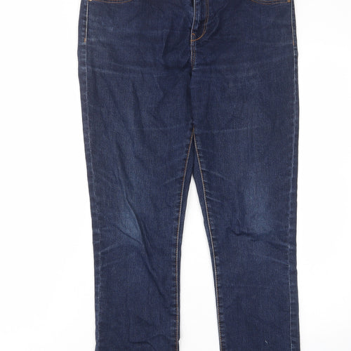 George Womens Blue Cotton Straight Jeans Size 12 L26 in Regular Zip - Pockets, Belt Loops