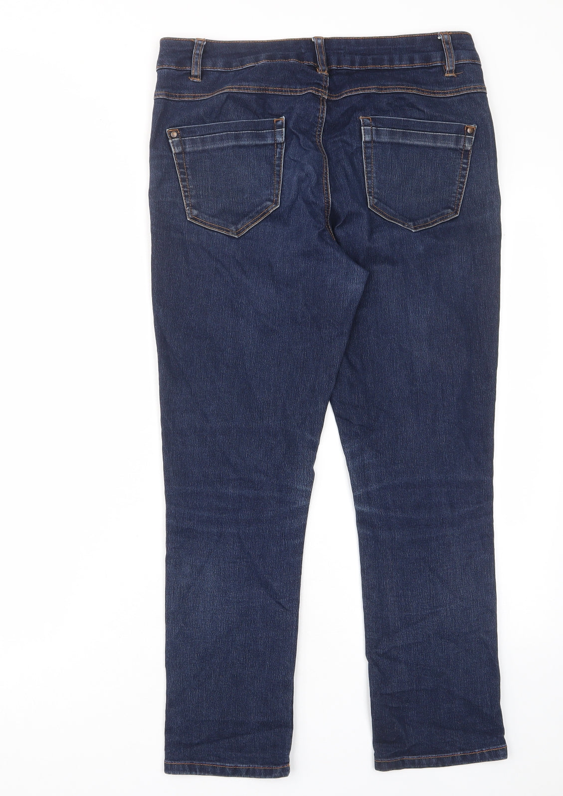 George Womens Blue Cotton Straight Jeans Size 12 L26 in Regular Zip - Pockets, Belt Loops