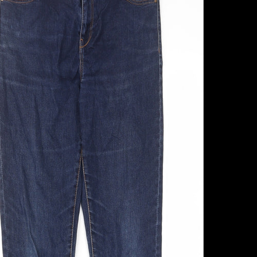 George Womens Blue Cotton Straight Jeans Size 12 L26 in Regular Zip - Pockets, Belt Loops