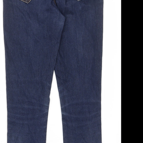 George Womens Blue Cotton Straight Jeans Size 12 L26 in Regular Zip - Pockets, Belt Loops