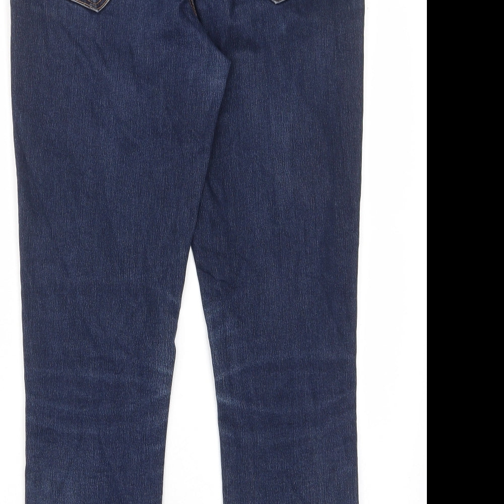 George Womens Blue Cotton Straight Jeans Size 12 L26 in Regular Zip - Pockets, Belt Loops