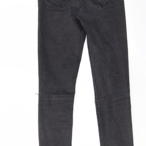 Zara Womens Grey Cotton Skinny Jeans Size 8 L27 in Regular Zip - Pockets, Belt Loops, Open knee