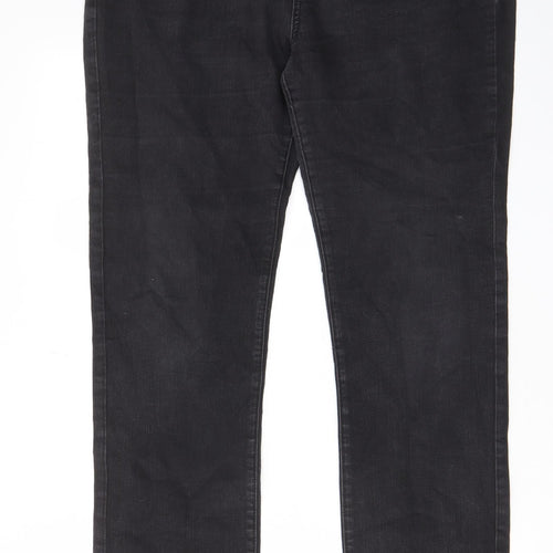 TU Womens Grey Cotton Straight Jeans Size 16 L32 in Regular Zip - Pockets, Belt Loops