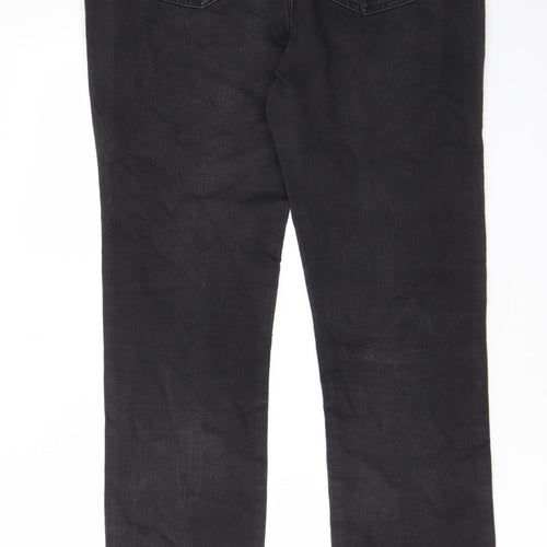 TU Womens Grey Cotton Straight Jeans Size 16 L32 in Regular Zip - Pockets, Belt Loops