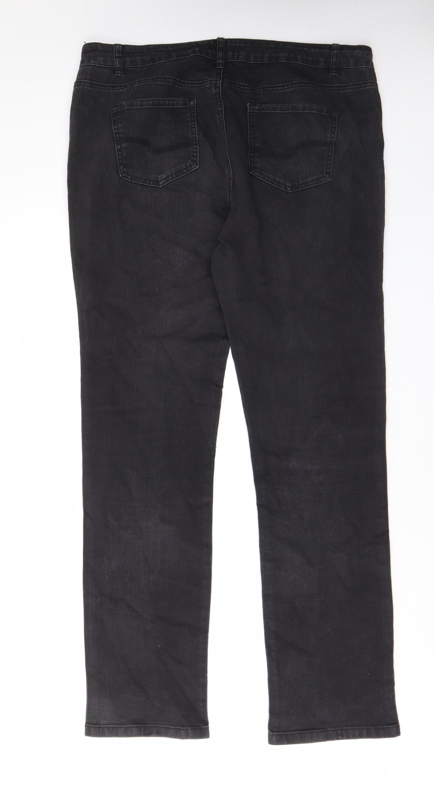 TU Womens Grey Cotton Straight Jeans Size 16 L32 in Regular Zip - Pockets, Belt Loops