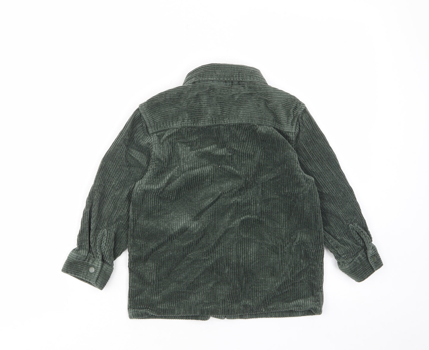 Lindex Boys Green Cotton Basic Button-Up Size 4-5 Years Collared Snap - Pocket