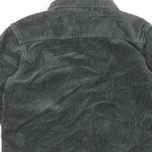 Lindex Boys Green Cotton Basic Button-Up Size 4-5 Years Collared Snap - Pocket