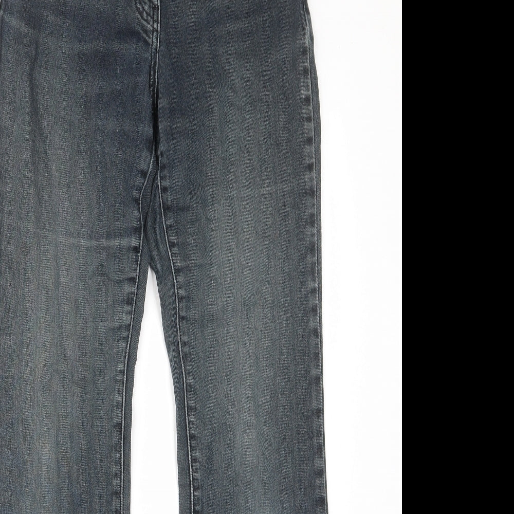 RJR.John Rocha Womens Blue Cotton Bootcut Jeans Size 10 L30 in Regular Zip - Pockets, Belt Loops