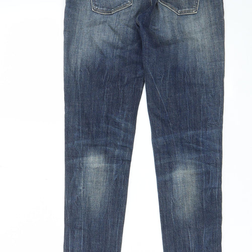 Fracomina Womens Blue Cotton Skinny Jeans Size 26 in L28 in Regular Zip - Pockets, Belt Loops, Lace, Embroided