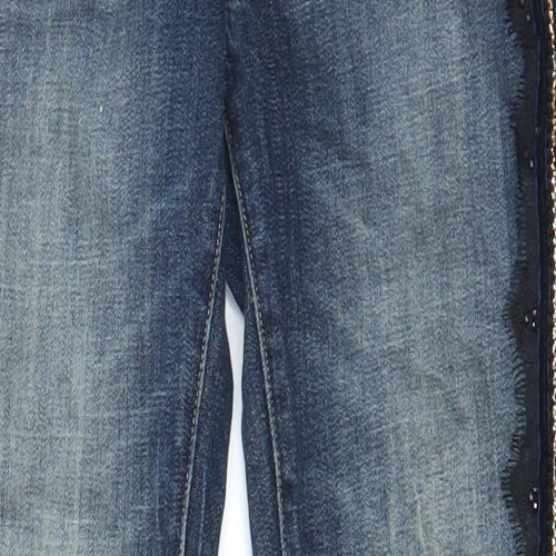 Fracomina Womens Blue Cotton Skinny Jeans Size 26 in L28 in Regular Zip - Pockets, Belt Loops, Lace, Embroided