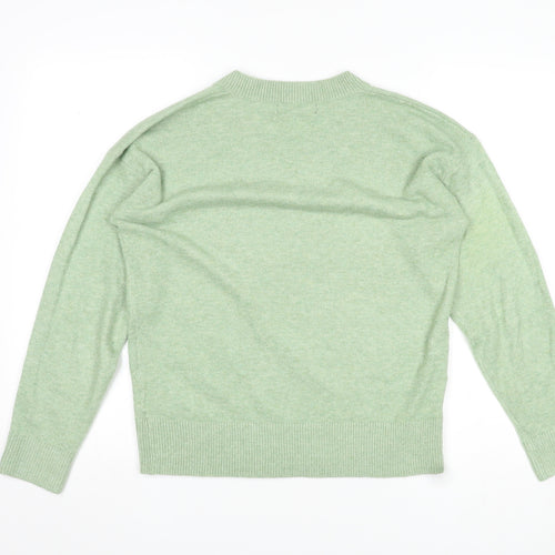 Marks and Spencer Womens Green V-Neck Polyester Pullover Jumper Size S