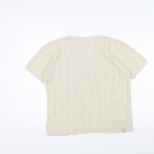 Berkertex Womens Beige V-Neck Acrylic Pullover Jumper Size 14