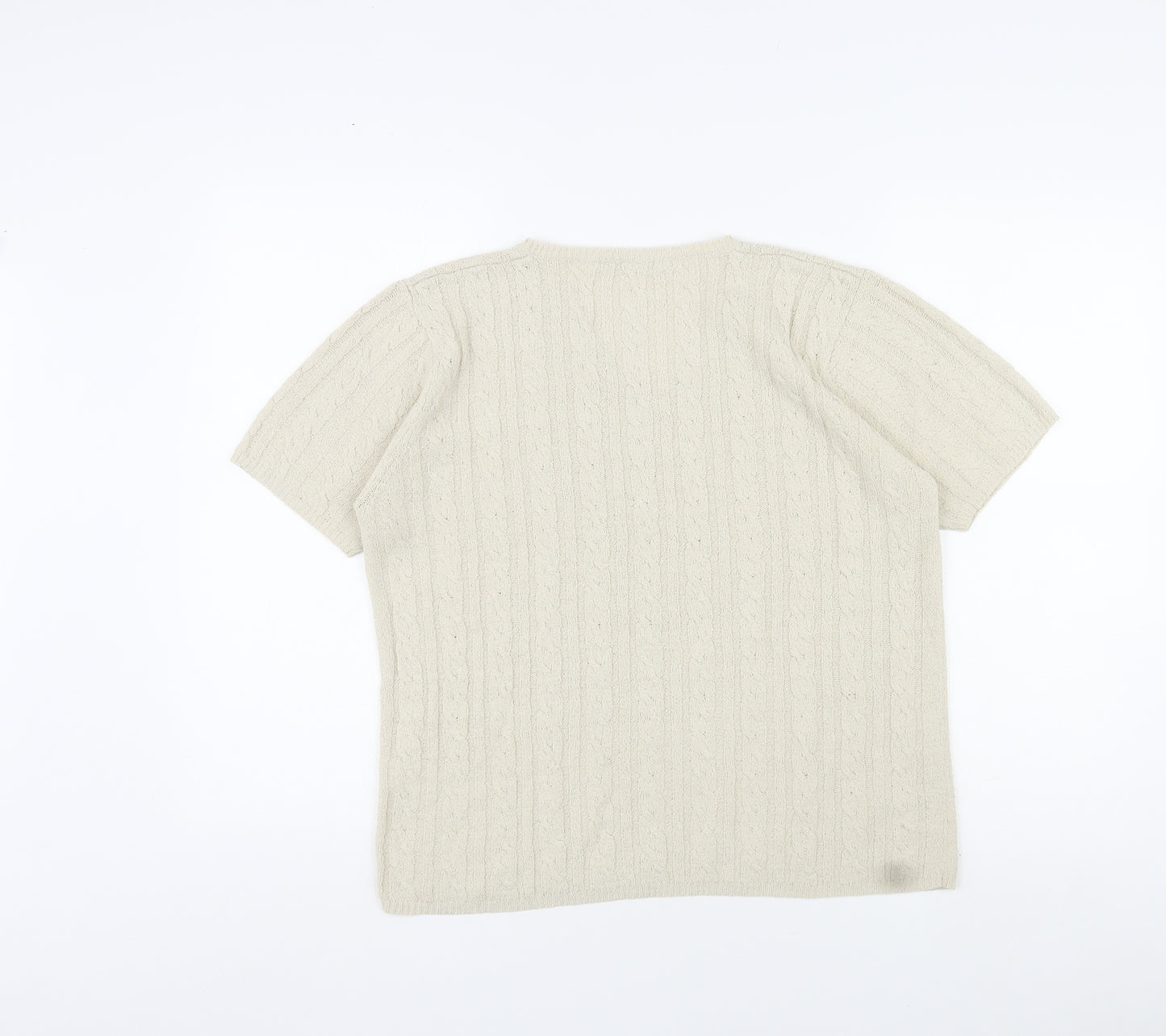 Berkertex Womens Beige V-Neck Acrylic Pullover Jumper Size 14