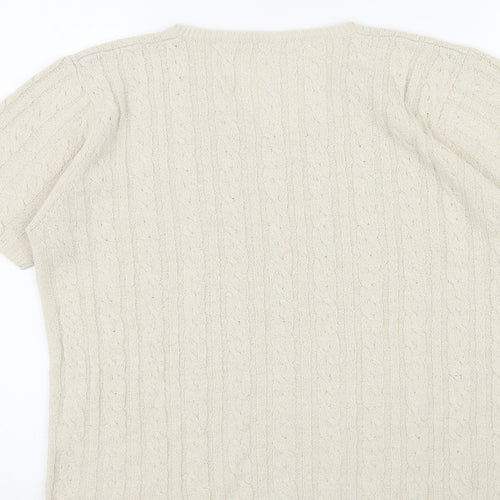 Berkertex Womens Beige V-Neck Acrylic Pullover Jumper Size 14