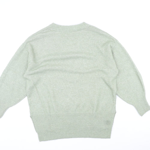 H&M Womens Green V-Neck Polyester Pullover Jumper Size M