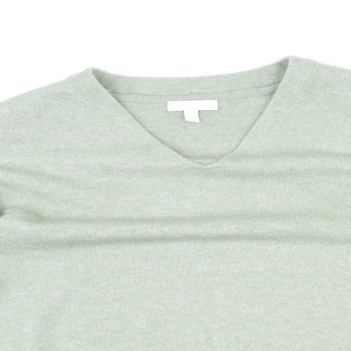H&M Womens Green V-Neck Polyester Pullover Jumper Size M