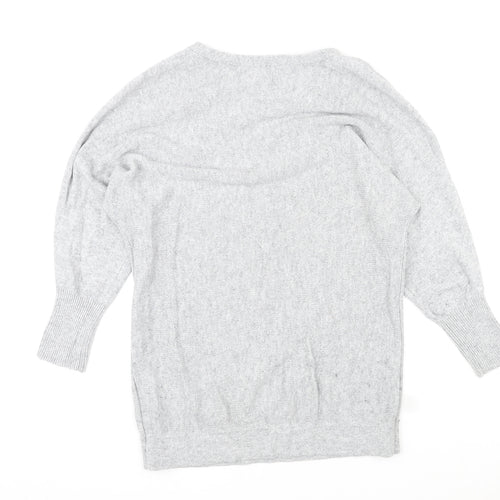 B+ab Womens Grey Round Neck Cotton Pullover Jumper Size 10 - Sequin Bow Design