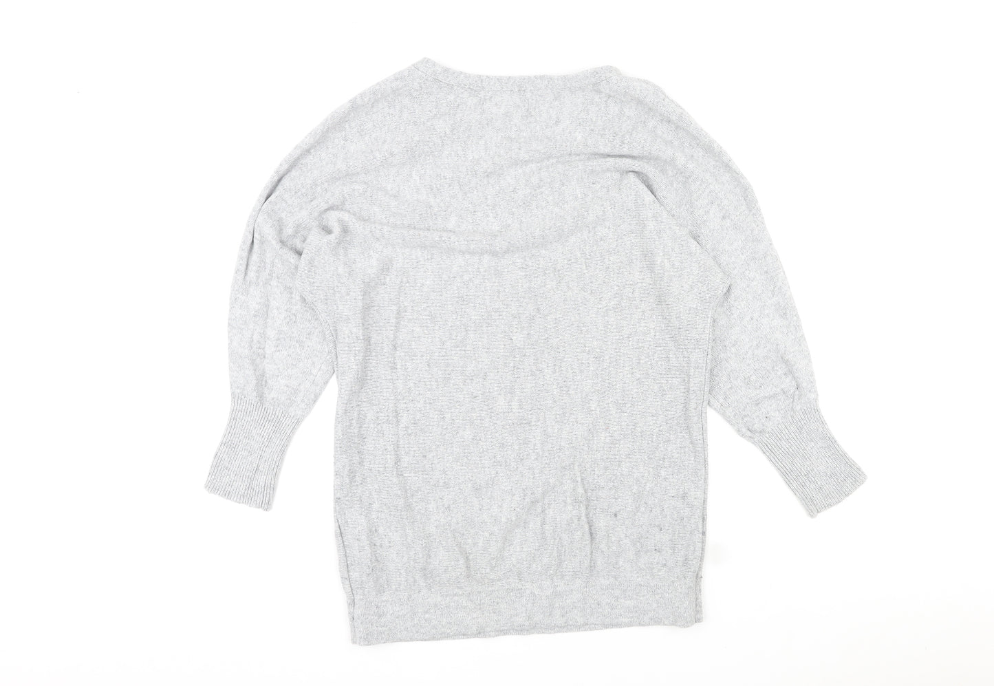 B+ab Womens Grey Round Neck Cotton Pullover Jumper Size 10 - Sequin Bow Design