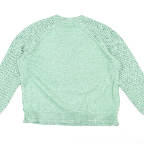 Marks and Spencer Womens Green Round Neck Polyester Pullover Jumper Size L