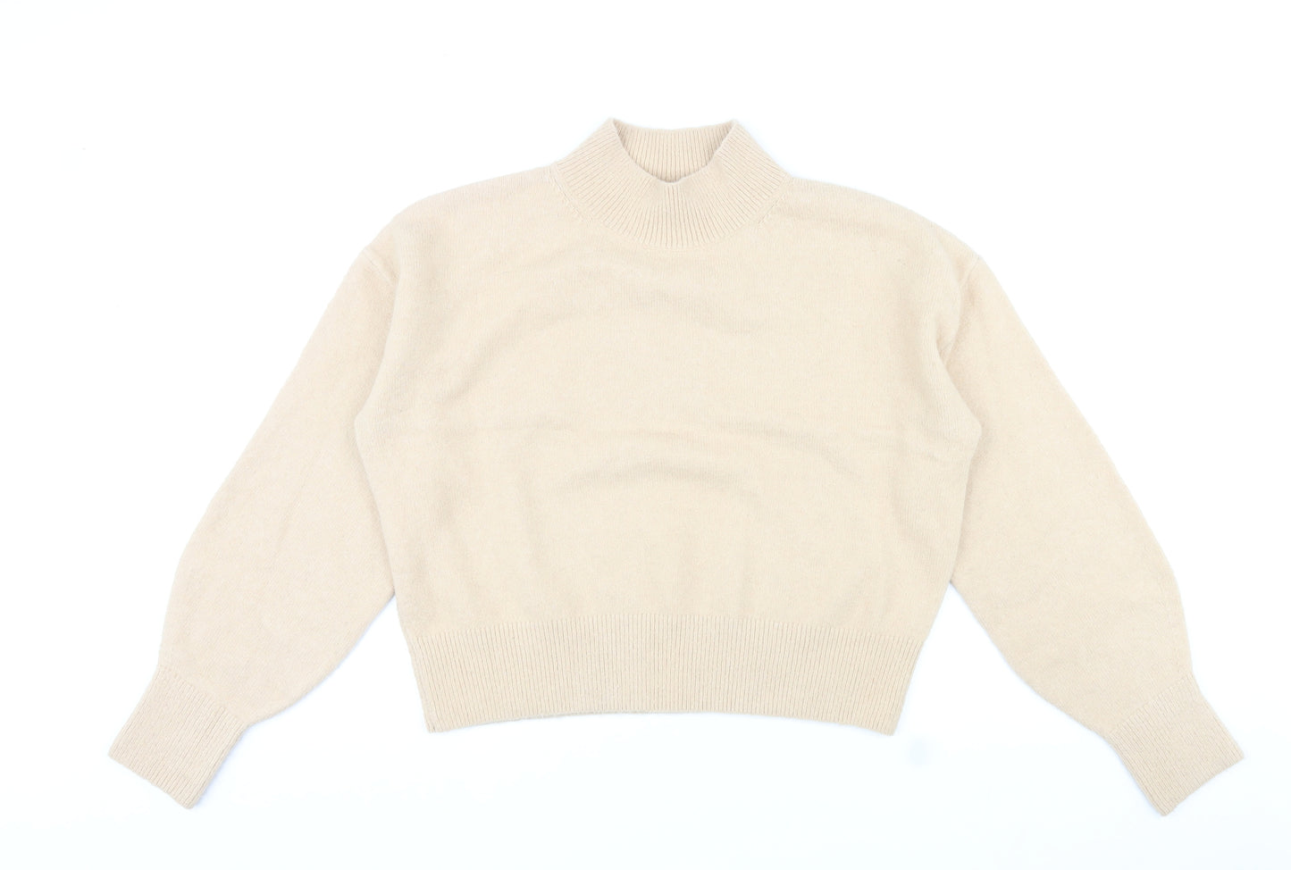 & Other Stories Womens Beige Mock Neck Acrylic Pullover Jumper Size M