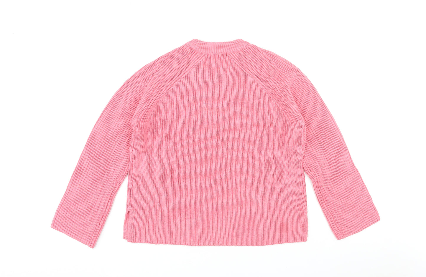 Marks and Spencer Womens Pink Round Neck Cotton Pullover Jumper Size M