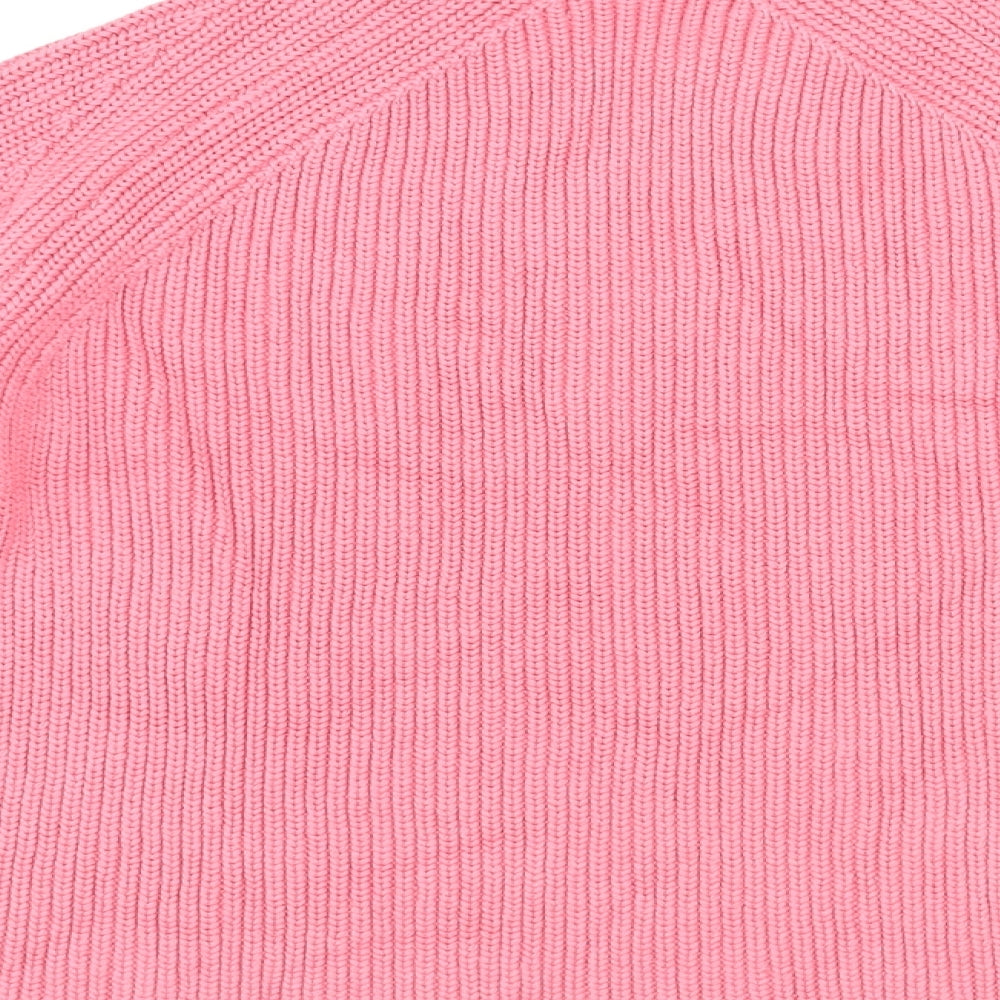 Marks and Spencer Womens Pink Round Neck Cotton Pullover Jumper Size M