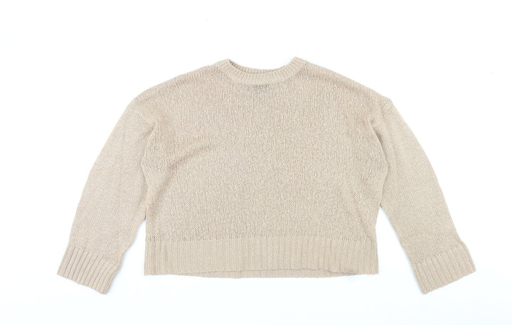 New Look Womens Beige Round Neck Acrylic Pullover Jumper Size M