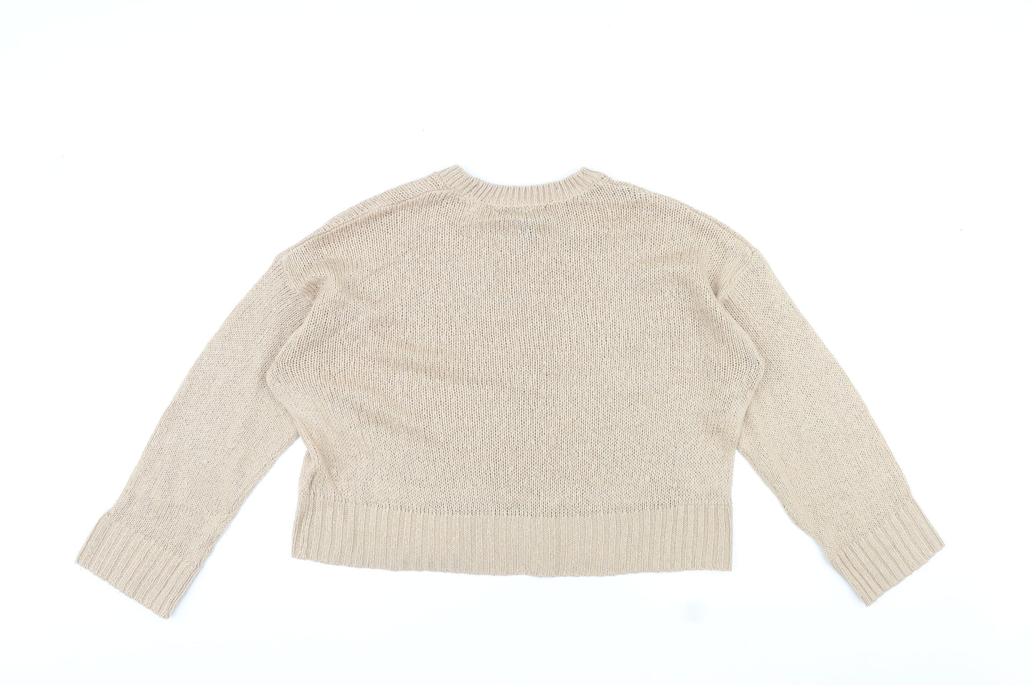New Look Womens Beige Round Neck Acrylic Pullover Jumper Size M
