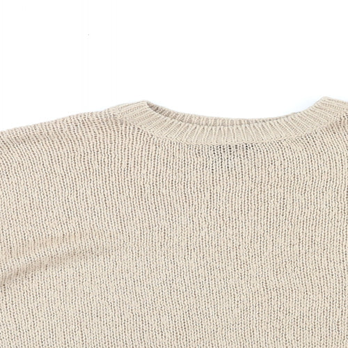 New Look Womens Beige Round Neck Acrylic Pullover Jumper Size M