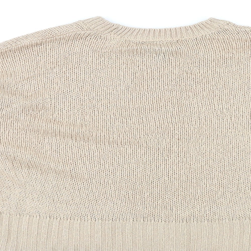 New Look Womens Beige Round Neck Acrylic Pullover Jumper Size M
