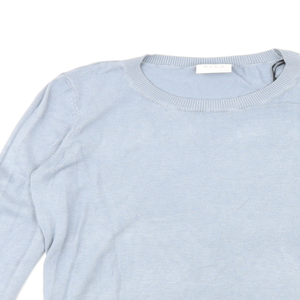 VILA Womens Blue Round Neck Viscose Pullover Jumper Size M