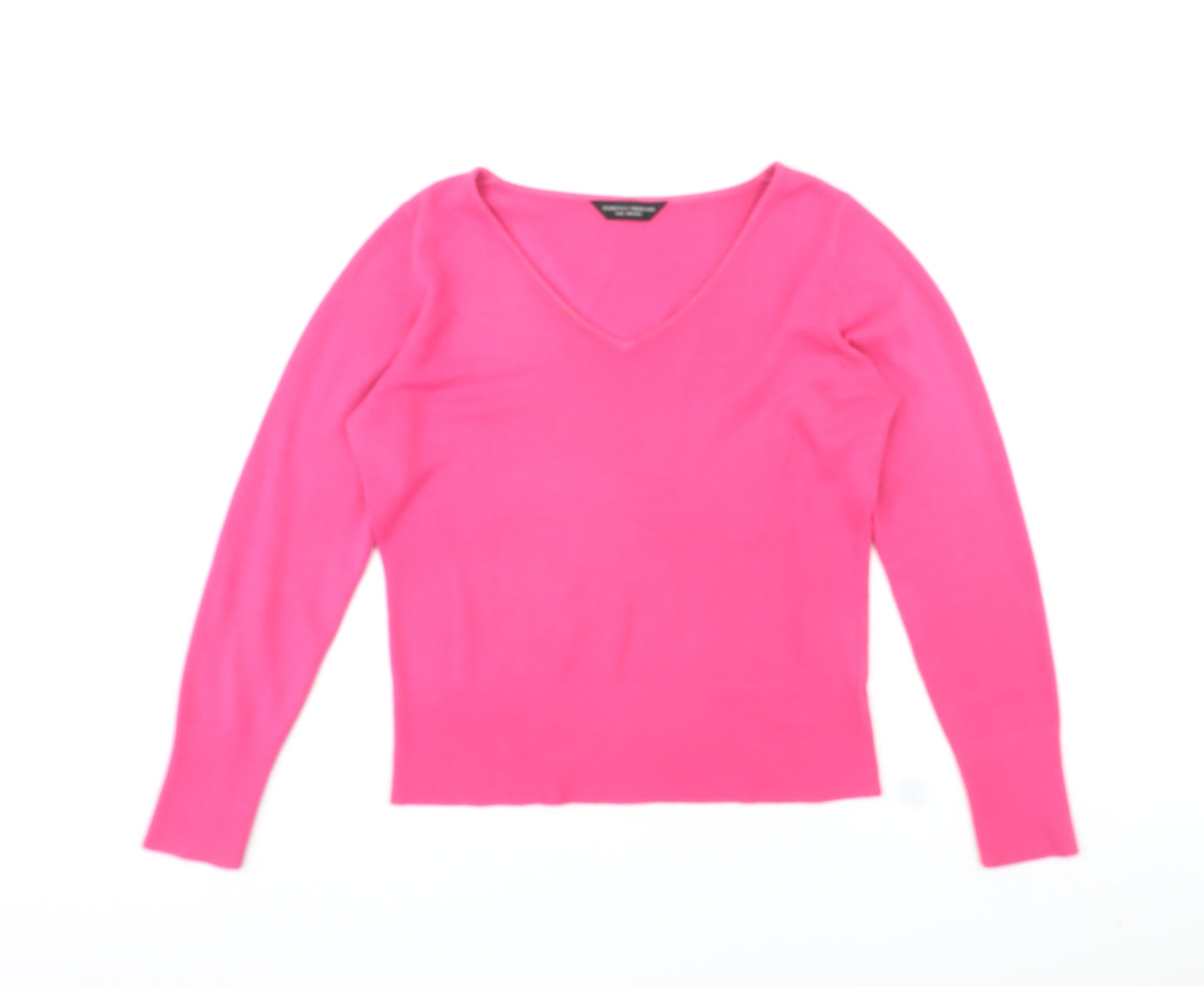 Dorothy Perkins Womens Pink V-Neck Acrylic Pullover Jumper Size 12