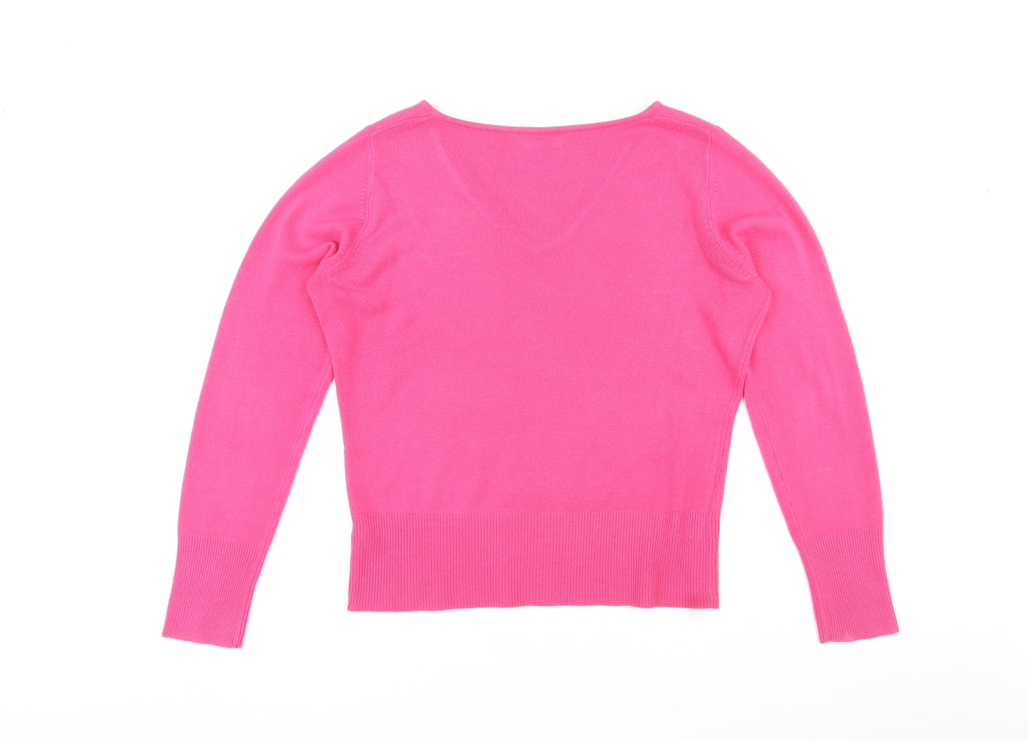 Dorothy Perkins Womens Pink V-Neck Acrylic Pullover Jumper Size 12