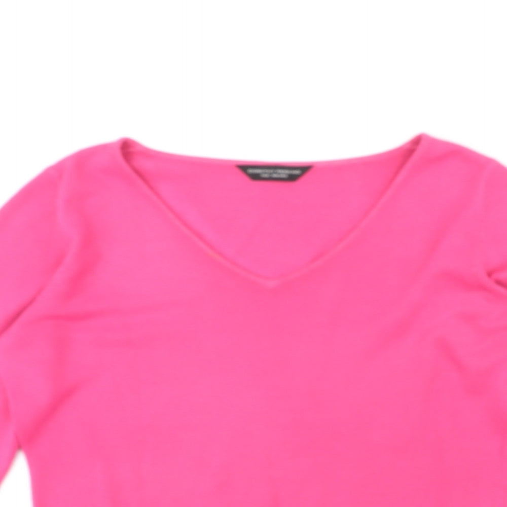 Dorothy Perkins Womens Pink V-Neck Acrylic Pullover Jumper Size 12
